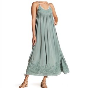 Free people embroidered maxi slip dress